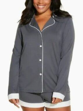 COSABELLA Bella Top and Boxer Pajama Set in Anthracite and Ivory Size 3X NWT